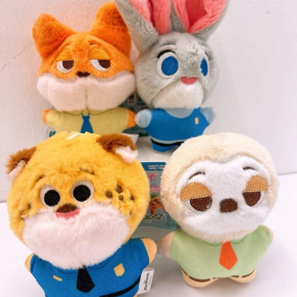 Disney Exclusive Zootopia Plushie Keychain 4” Set Of4 Judy Nick Flash Clawhauser